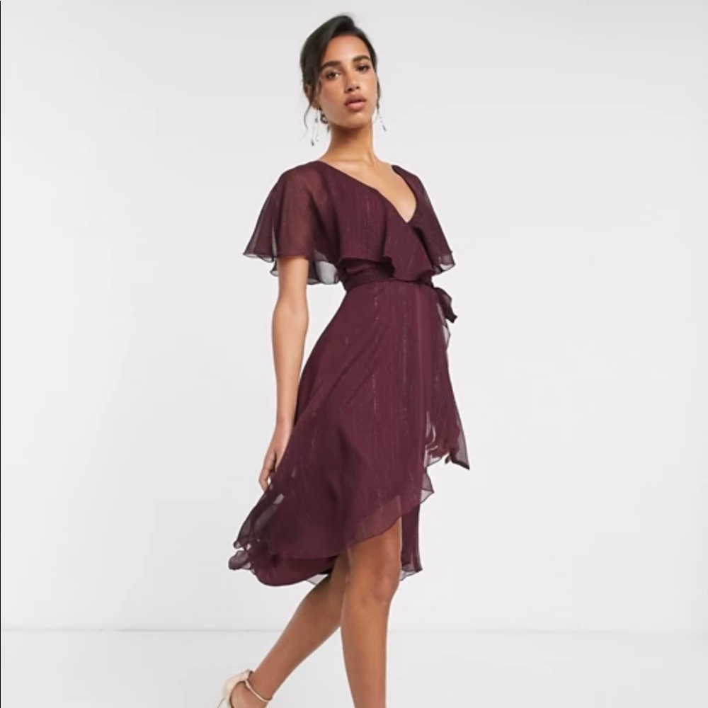 ASOS Plum Midi Dress Wedding Guest Party